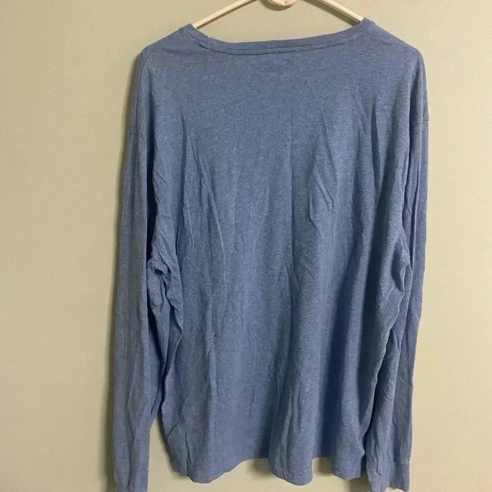 Polo Ralph Lauren Long Sleeve T Shirt Mens Size XXL Heather Blue Soft Cotton